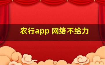 农行app 网络不给力